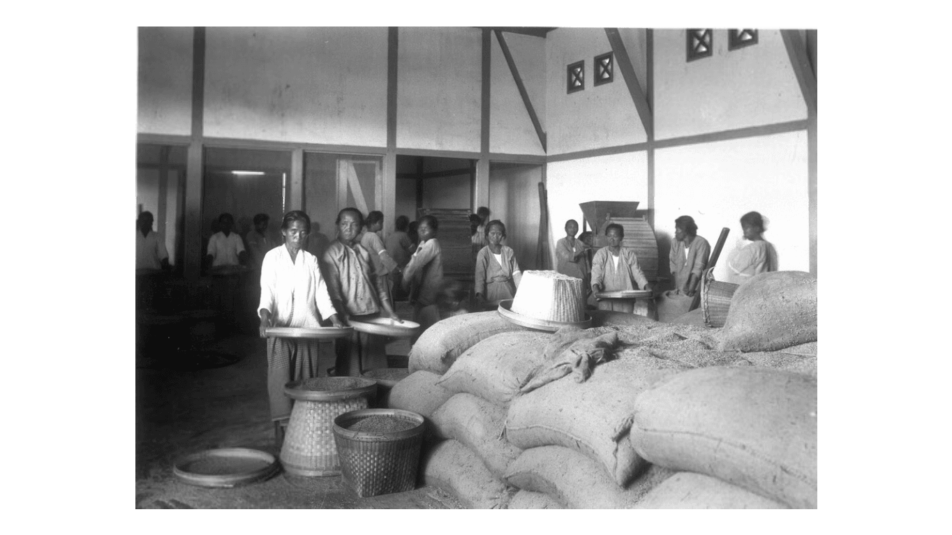 Pasien Menampi Beras Selama Terapi Okupasi di Rumah Sakit Jiwa Magelang